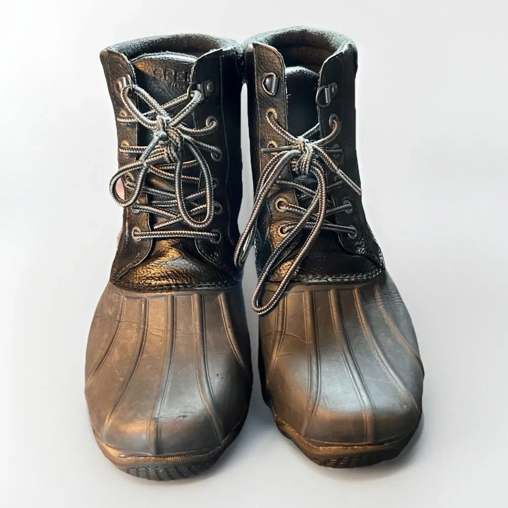 SPERRY Men’s Black Waterproof‎ Avenue Round Toe Lace-Up Duck Boots 8.5 M
